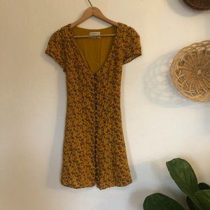 URBAN OUTFITTERS Golden yellow button down dress S